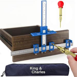 Cabinet Hardware Jig, King&Charles Cabinet Handle Jig with Automatic Center Punch, Avoid Jitter Caused by Direct Drilling. Use for Handles and Pulls on Drawers/Doors, Perfect Set.