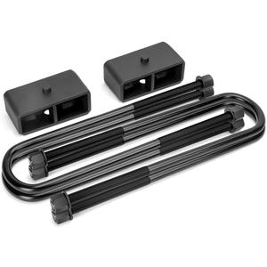Dynofit Rear Lift Kit 2 Inch for F250 F350 Super Duty (2011-2024), 2-Piece Lift Blocks & 4-Piece Axle Extended U Bolts (Round U-Bolts) Compatible with Ford F-250 F-350 SRW Suspension Leaf Spring