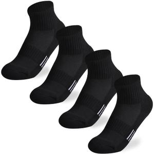 Boys Socks Girls Cushioned Athletic Socks Cotton Mesh Quarter Sock Youth Sport Ankle Sock 4/8 Pairs (Black, M)