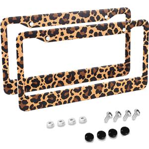 Leopard Print License Plate Frames Cheetah Print car Accessories Leopard License Plate Covers Cheetah License Plate Holders tag Frame for Women 12.3 X 6.3 Inch