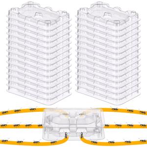 Qualirey 32 Pcs Ant Bait Stations Reusable (Bait NOT Included), Multi Surface Ant Killer Trap for Home, Control for Indoor and Outdoor Use, Roach Station for Common Household (16 Set, Standard Size)