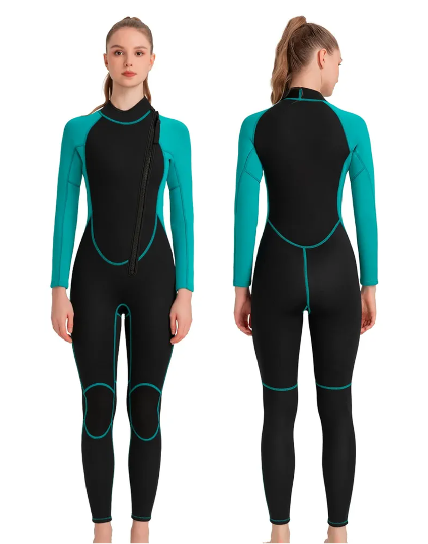 REALON Full Mens Womens Wetsuit 3mm Neoprene Diving Scuba Swimming Thermal Wet Suits Front/Back Zipper Cold Water Warm Swimsuit, Lack Blue, 4XL