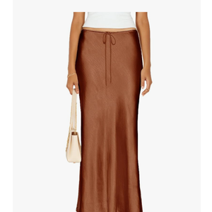 Womens Satin Silk Maxi Skirts Drawstring Flared Casual A-Line Long Skirt for Women. Size Small