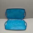 TP Serving Trays with Handles, 19 Inch Large Rectangular Melamine Serving Platter Set of 2, Retro Teal