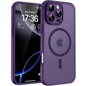 TOCOL Magnetic for iPhone 16 Pro Case, Upgraded Full Camera Protection, Compatible with Magsafe, Drop Protection, Translucent Matte Back Bumper for iPhone 16 Pro 6.3-Inch (Purple)