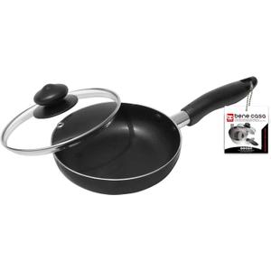Bene Casa - Black Nonstick Aluminum Frying Pan with Glass Lid (6") - Dishwasher Safe for Easy Cleaning