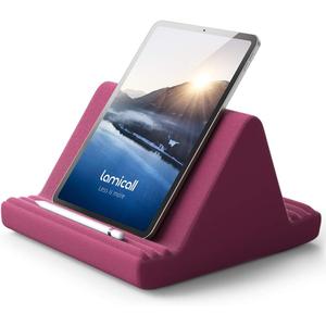 Lamicall Tablet Pillow Stand, Pillow Soft Pad for Lap - Tablet Holder Dock for Bed with 6 Viewing Angles, for iPad Pro 9.7, 10.5, 11, 12.9 Air Mini 4 3, Kindle, Galaxy Tab, E-Reader, Purplish Red
