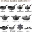 SENSARTE Pots and Pans Set Non stick, Non toxic Healthy Induction Cookware Sets, 26 Pcs Nonstick Kitchen Cooking Set, w/Frying Pans Set, Saucepans Set, Stockpots Set, PFOA PFOS Free, Black