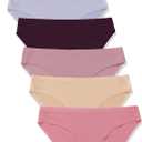 FINETOO 6 Pack Womens Seamless Hipster Underwear No Show Panties Invisibles Briefs Soft Stretch Bikini Underwears (Large, Solid 1)