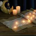 Tiamon 2 Pieces Burlap Table Runner with LED String Lights Burlap Lace Vintage Table Runner Rustic Country Thanksgiving Christmas Holiday Wedding Decoration Farmhouse Decor, 12 x 71 Inch