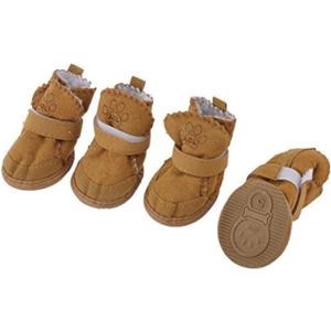 URBEST Dog Shoes with Hook Loop Closure Booties Pet Dog Chihuahua Shoes Boots, 4Pcs (5#, Brown)
