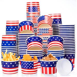 150 Pcs 4th of July Ice Cream Cups 8 OZ Patriotic Paper Bowls Independence Day Party Supplies Disposable Dessert Soup Bowls for Hot or Cold Food, Patriotic Party Baby Shower Decoration