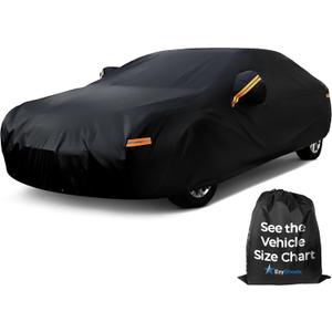 EzyShade 10-Layer Car Cover Waterproof All Weather - See Vehicle Size-Chart - Car Covers for Automobiles & Car Snow Cover - Full Exterior Covers - Rain Sun Wind Snow. Black, Size A4 (See SizeChart)