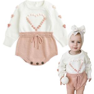 Simplee kids Baby Boys Girls Knitted Romper Jumpsuit Long Sleeve Onesie Bodysuits One Piece Outfits Sweater (White)