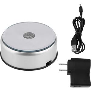LED Light Base, Colorful Light Rotating Crystal Display Base Stand Light Show Holder with AC US Adapter Silver Battery Operated.