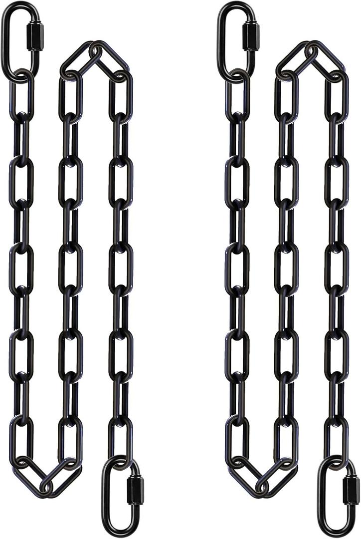 SELEWARE 2 Pack 80 Inch Hanging Swing Chain with 4 Carabiners, 1000LB Capacity Plastic Coated Hanging Chains, Hammock Hardware Kit for Swing, Hanging Chair, Punching Bags, Indoor Outdoor Gym (Black)