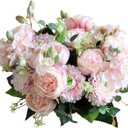 ASTRYAS Artificial Peony Flower 2Pcs Silk Peonies Fake Peony Flowers Floral Arrangements Dining Table Centerpieces for Kitchen Bridal Wedding Party Decor(Light Pink)