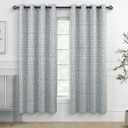 Grey Pattern Curtains 63 Inch Length for Bedroom 2 Panels 50% Blackout Beautiful Cute Embroidered Gingham Textured Decorative Curtain for Living Room Boho Vintage French Country Style 52x63 Gray White