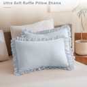 QSH Light Blue Ruffled Pillow Shams Queen Size Set of 2, Shabby Farmhouse Pillow Cases 20"x30", Boho Chic Bedding Pillow Covers Queen Ultra Soft and Breathable Microfiber Pillow Sham