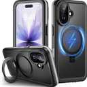 Lanhiem Magnetic for iPhone 17 Waterproof Case, Dustproof Case Built-in Screen Protector, [Fit for MagSafe] [Invisible Stand] Shockproof Heavy Duty Underwater Case for 17(Black)