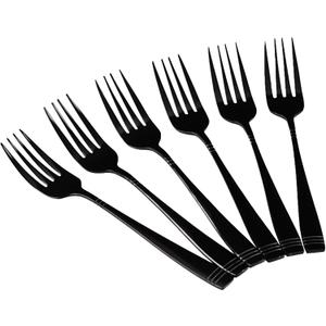 Yuright Stainless Steel Black Dessert Fork, Small Salad Forks Set of 12