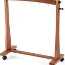Ripeng Gong Chimes Wood Stand for 14 to 22 Gongs with Base for 1 Gong or 5 Chimes Wood Drum Stand with Brake Pulley for Sound Therapy and Meditation(Brown, Style A)
