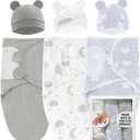 Baby Swaddle 3-Pack Ultra Soft & Breathable 100% Cotton Newborn Swaddle Blanket, 0-6 Months Baby Sleep Sack, Ergonomic Stretch Fabric for Better Sleep