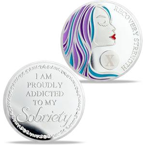 Imasoner 10 Year Sobriety Coin | Recovery Strength AA Medallion | I Am Proudly Addicted to My Sobriety | 10 Year Sobriety Chip | Inspirational Recovery Gift for Men & Women Imasoner 10 Year Sobriety Coin | Recovery Strength AA Medallion | I Am Proudly Addicted to My Sobriety | 10 Year Sobriety Chip | Inspirational Recovery Gift for Men & Women