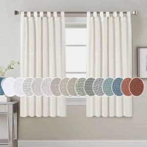 H.VERSAILTEX Linen Curtains Natural Linen Blended Tab Top Window Treatments Panels Drapes for Living Room / Bedroom, Elegant Energy Efficient Light Filtering Curtains (Set of 2, 52in x 63in, Ivory)