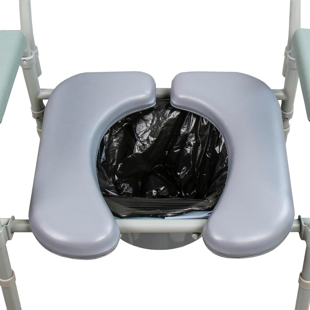 Two-Piece Commode Seat Pad,Waterproof Soft Toilet Seat Cover (Frame NOT Included),U-Shape Replacement PU Cushion with Clips for Elderly Bedside Shower Wheelchair for Elderly Comfort