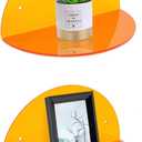 ROYALITA Small Acrylic Shelves Room Decor Floating Shelves (2-Pack, 8-inch Diameter) - Wall Mounted Display Stand for Plants, Toys, Makeup, and More - Ideal for Home and Office, Orange