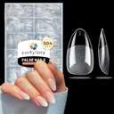 Short Almond Nail Tips: 504pcs Tri-Layer Core Soft Gel Nail Tips, Pre-Etched Short Fake Nails, 12 Sizes Half Matte Full Cover Clear Press on Nails Extension DIY Home for Flat & Natural Nail Beds