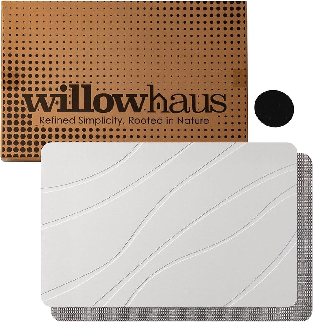 Willow Haus Diatomite Stone Bath Mat - Ultra-Absorbent 15"x24" Grey Foot Pad for Fast Drying | Water Absorption Technology | Sleek Mat Design