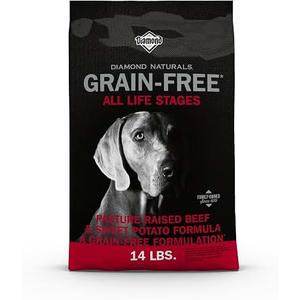 Diamond Naturals Grain-Free Pasture Raised Beef & Sweet Potato Formula For Dogs Net WT. 14 LBS. (6.35 KG) BBD: 02-05-27