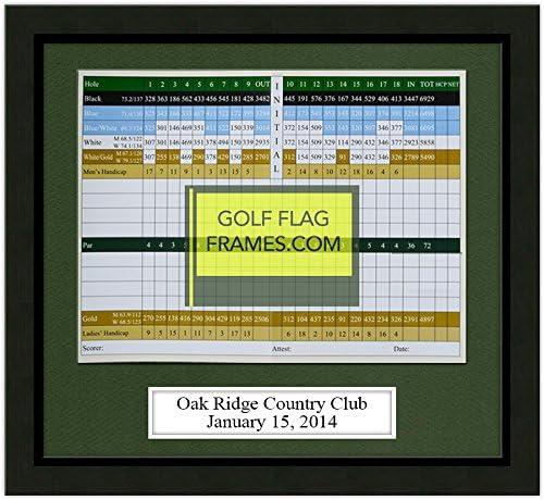 11x10 Black Scorecard Frame with Optional Engraved Plate, Moulding blk-001, Green Mat (Holds up to 6x8 Card); Card not Included 