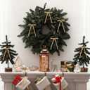 2 x 60 Pcs Khaki Christmas Velvet Bows for Christmas Tree, 5x7 Inch Pre-Tied Vintage Ribbon Bows Ornaments for Gift Wrapping Wreaths Garland Xmas Holiday Dcor (3/8")