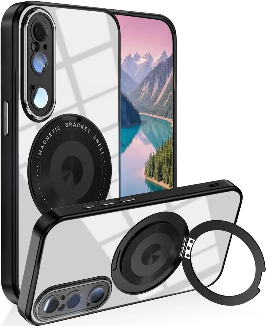 Case for Sony Xperia 1 VI Invisible Stand Magnetic Blue, Military-Grade Protection for Sony Xperia 1 VI Phone Cases with Car Mounts Accessories Funda Girls/Men Shockproof Original Slim Cover (Black)