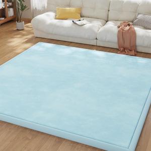 Baby Play Mat for Floor, 1.3'' Thick Memory Foam Tummy Time Mat - Super Soft Coral Velvet Nursery Rug with Non-Slip Backing, Crawling Rug for Toddlers/Infants, Yoga & Tatami Use, 79''x 118''