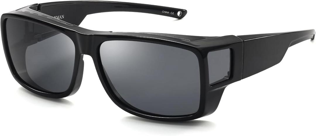 CAXMAN Fit Over Glasses Sunglasses Polarized Wrap Around Sunglasses with Side Window Shields for Full Protection