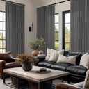 Charcoal Grey Linen Curtains 102 Inches Long for Living Room Pinch Pleated Drape with Hooks Rings for Track System Light Filtering Gray 102 Inch Curtain for Bedroom Sliding Patio Door 2 Panels 50x102