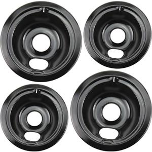 Masfrio WB31M20 WB31M19 Replacement Drip Pans for GE Hotpoint Range Cooktop - Includes 2 x 6-Inch & 2 x 8-Inch Burner Bowls, Compatible with WB31M0020 WB31M0019 & More (4-Pack, Black)