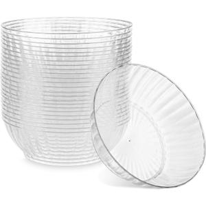 PLASTICPRO 30 Pack Crystal Like Clear Disposable Plastic Plates Dinner Dishes 10 ounce Bowls for Special Occasions Parties