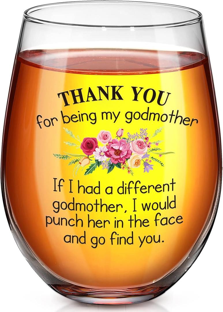 Patelai Thank You for Being My Godmother Glass Christmas Mother's Day Birthday Gift 17 oz Godmother Announcement Glass from Godchild for Dear Mommy