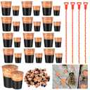Gerrii 54 Pcs Carpenter Bee Hole Rubber Cork and Stake Kit Small Mini Rubber Soft Wood Corks Tapered Carpenter Bee Plugs Bees Fence Kit for Outside Repair(Trumpet, Mixed Sizes)