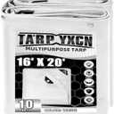 White Tarp 16x20 Feet, 10 Mil Thick Waterproof Poly Tarps Cover UV Resistant, Rip & Tear Proof with Metal Grommets Every 20 Inches