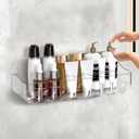 Lsnisni Acrylic Shower Shelves,Self Adhesive Bathroom Shelf No Drilling, Clear Shower Caddy with Adhesive Strips, Drain Holes, Wall Mounted Shower Organizer for Bathroom Storage, Large