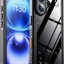 Temdan Compatible with iPhone 16 Case Waterproof, Built-in Screen & Camera Protector IP68 Underwater Full Body 16FT Military Dropproof Shockproof Phone Case 6.1"-Black/Clear
