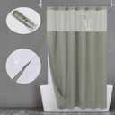 N&Y HOME Extra Long Waffle Weave Shower Curtain with Snap-in Fabric Liner & Hooks Set - 71" x 84", Hotel Style & Mesh Top Window, Machine Washable - 71x84 Inches, Sage Green