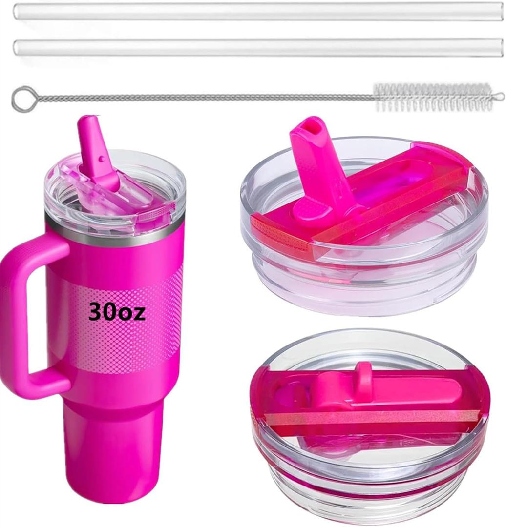 2Pack 30oz Lid Compatible with Stanley Quencher Protour Tumblers,30oz Flip Straw Lid, No Spill 30 oz Tumbler Lids, Tumbler Covers Fit for Stanley Cup Accessories (Hot Pink) 2Pack 30oz Lid Compatible with Stanley Quencher Protour Tumblers,30oz Flip Straw Lid, No Spill 30 oz Tumbler Lids, Tumbler Covers Fit for Stanley Cup Accessories (Hot Pink)