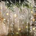 18pcs Christmas Tree Decoration Crystal Ornaments - Hanging Acrylic Christmas Snowflake Icicle Drop Crystal Ornaments for Xmas Tree Winter New Year Party Supplies (Clear)